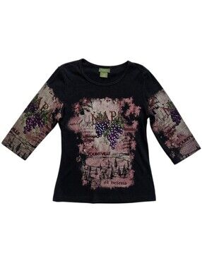 Great Northwest Napa Valley Grapes Sequined Graphic Y2K Top Small Tee
